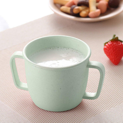 4PCS Bamboo Fiber Milk Drinking Cups with Handle Eco Friendly Small Grip Cups