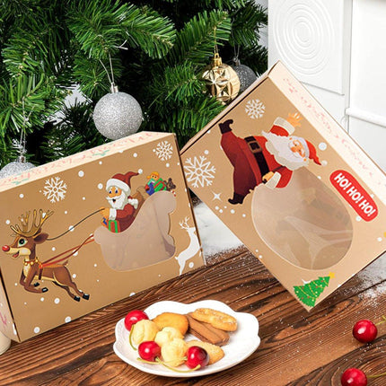 12/20pcs Christmas Biscuit Window Boxes Festive Bread Gift Packaging Storage