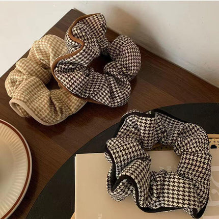 Women Large Scrunchies Plaid Hair Bands Elastic Hair Tie Rope Ring Ponytail Gift - Aimall