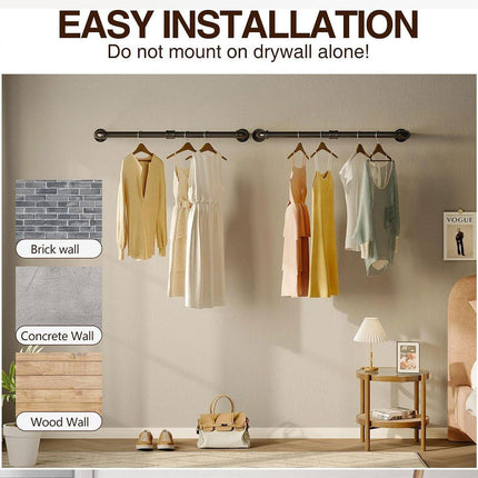 Industrial Pipe Wall Mounted Clothing Rack Display Factory Style Hanger Storage