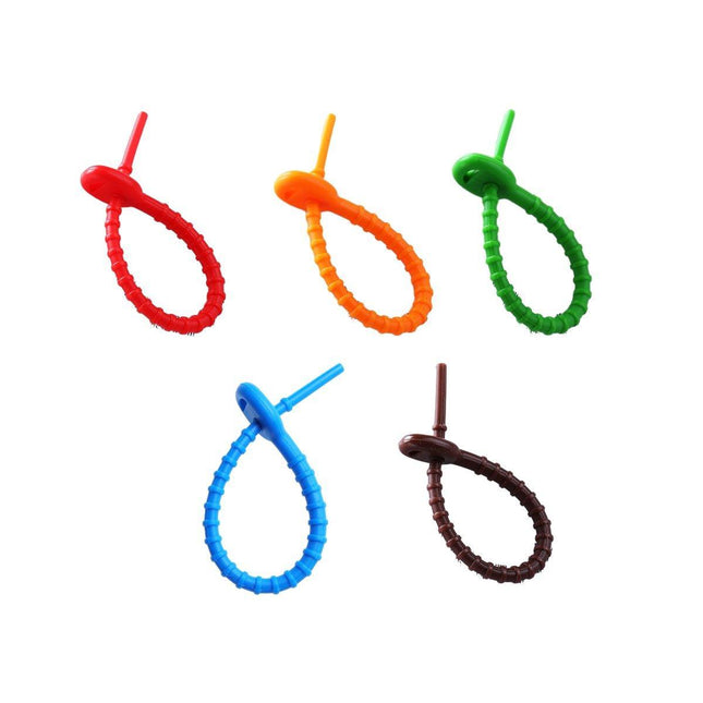 50PCS Reusable Silicone Sealing Cable Ties Food Storage Bag Clips Cord With Hole
