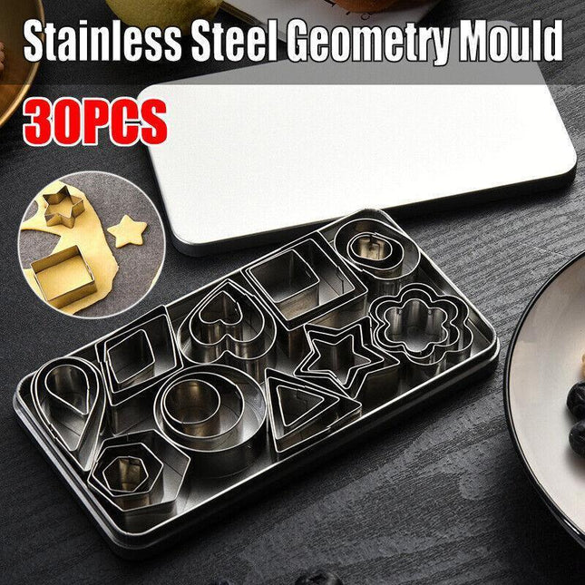 30X Polymer Clay Cutter Stainless Steel Geometry Pottery Tool Cutting Mould DIY - Aimall