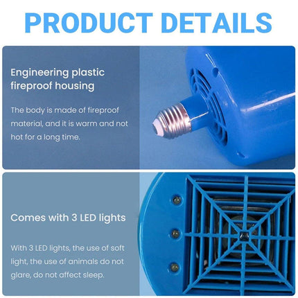Cultivation Heating Lamp with Thermostat and Fan for Incubators Reptiles Eggs Coops