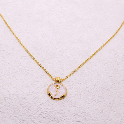 Vintage Bohemian Floral Round Pendant Necklace Women Fashion Chain Jewelry