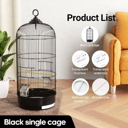 Round Bird Cage Metal Cage Large Pet Birdcage Indoor Outdoor Parrot