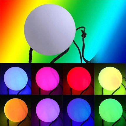 Pair of LED Poi Balls Multi Coloured Light up Ball Belly Dance Party Festival - Aimall