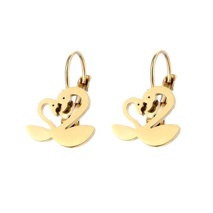 Women Stainless Steel Swan Earrings Bird Animal Dangle Charm Swans Gift Jewelry - Aimall
