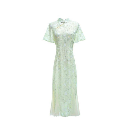 Chinese Traditional Cheongsam Women Lace Embroidered Qipao Evening Dress - Aimall