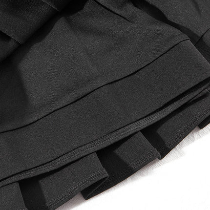 Grey Women's High Waist Pleated Tennis Skirt Summer Slimming Black Fashion New - Aimall