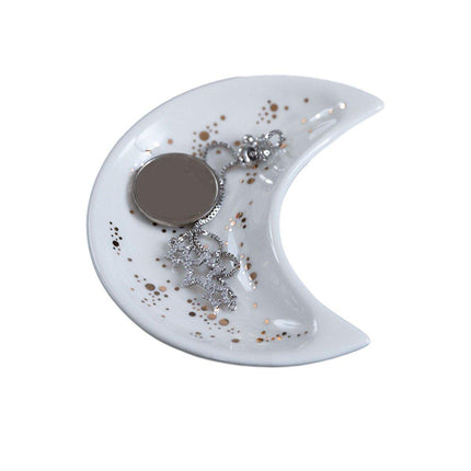 Moon Shaped Decorative Plate Fruit Tray Jewelry Storage Rack Dip Saucer for Home