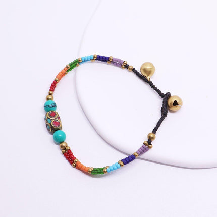 Ethnic Style Handmade Bracelet Color Stone Sky Bead Fashion Round Bead Bracelet