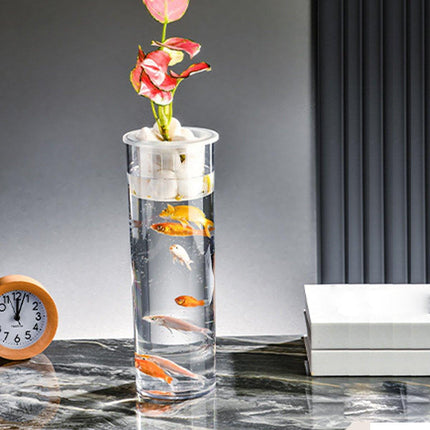 Hydroponic Plant Vase Cylindrical Straight Design Fish Tank for Home Decor
