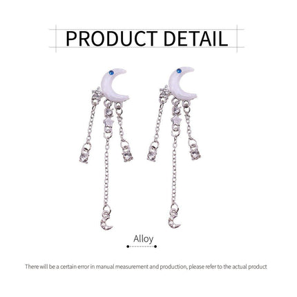 Elegant Moon Zircon Tassel Earrings For Women Exquisite Fashion Jewelry