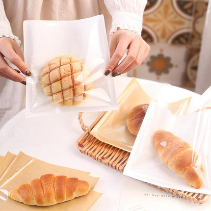 500PCS Transparent Food Greaseproof Bag Sandwich Donut Bread Packaging Pouch - Aimall