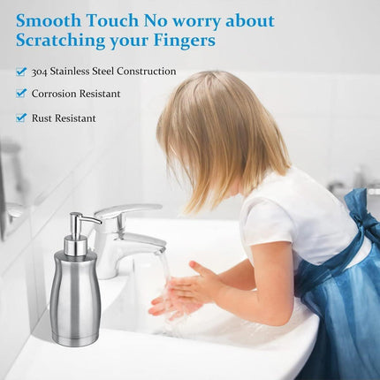 304 Household Stainless Steel Liquid Soap Lotion Shampoo Dispenser Bottle 400ML