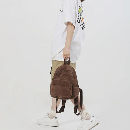 Schoolbag Corduroy Shoulder Bag Simple Mini Backpack for Daily Casual Use