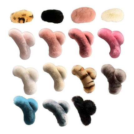 Large Plush Hair Claw Imitation Fur Big Shark Clip Faux Rabbit Fur Hair Clip - Aimall
