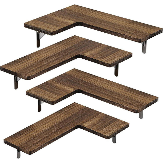 4pcs Wooden Wall Corner Shelf Storage Partition Hanging Organizer for Home Decor