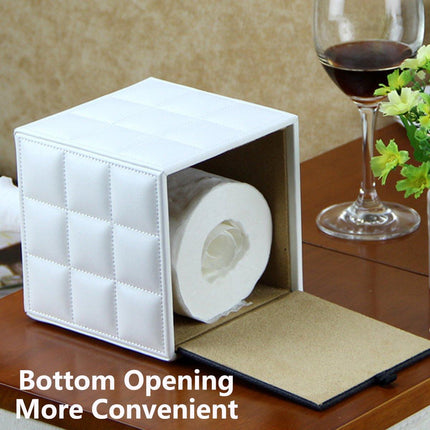 Luxury Leather Square Tissue Box Living Room Hotel Roll Paper Tube Holder