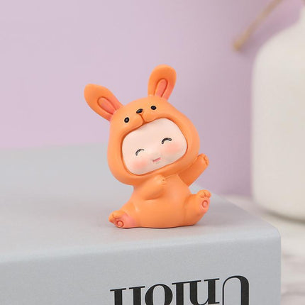 Rabbit Animal Figure Toys Ornament Car Console Dashboard Decor Car Home Room - Aimall
