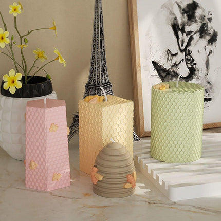 4PCS Handmade Silicone Candle Mold 3D Bee Honeycomb Art Wax Mold Cake Resin Mold