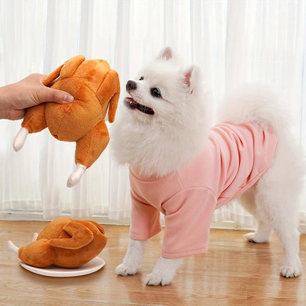 Plush Roast Chicken Dog Toy Squeaky Sound Stuffed Interactive Pet Plaything