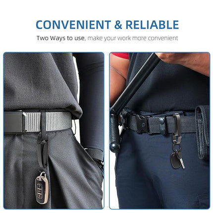 4PCS Black Keychain with Dual Rings Stainless Steel Belt Clip Wear Belt Buckle