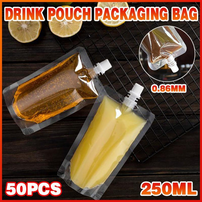 50PCS 250ML Drink Pouch Packaging Bag Stand Up Spout Plastic Makeup Drink Bag - Aimall