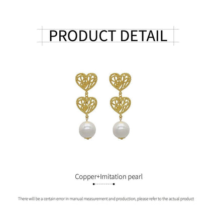 Retro Hollow Twist Imitation Pearl Earrings Fashion Statement Jewelry Gift
