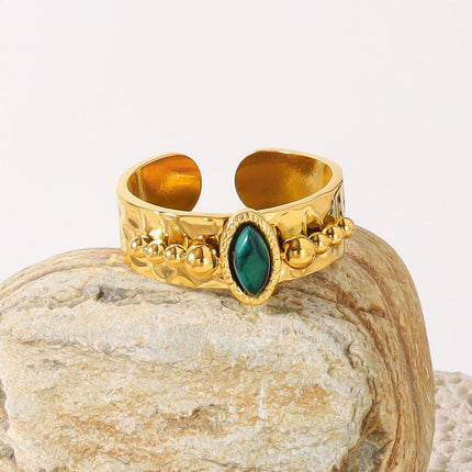 Natural Stone Ring Women Adjustable Boho Gemstone Fashion Jewelry Gift