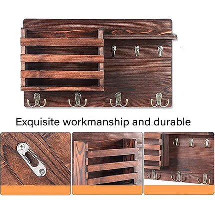 Wooden Wall Mounted Hanging Rack Holder Storage Shelf for Living Room Entrance