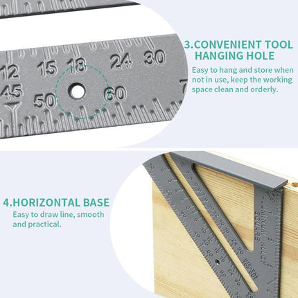UP TO 2pcs 7" Aluminum Alloy Ruler Speed Angle Square Tool Triangle Square Ruler - Aimall