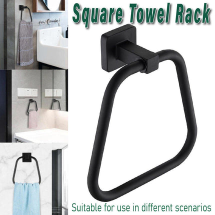 Towel Ring Rectangular Towel Rack Wall Mount Towel Hanging Ring for Bathroom