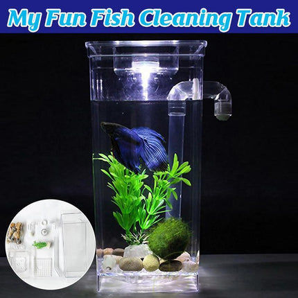 Small Fish Tank Self Cleaning Aquarium Complete Kit with Light Gravity Clean - Aimall
