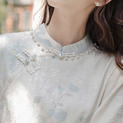 Improved Chinese Style Cheongsam Dress for Women with Inverted Big Sleeves