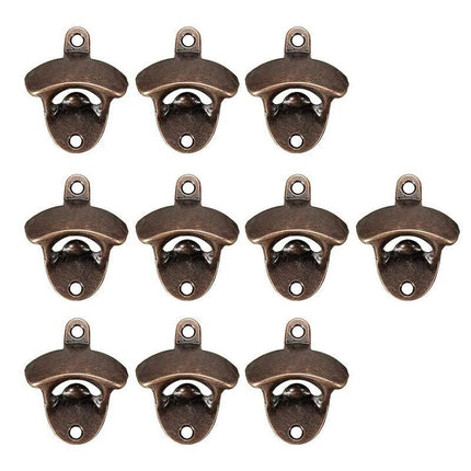 10X Rustic Cast Iron Bottle Opener With Screws Zinc Alloy Wall Mounted Opener - Aimall
