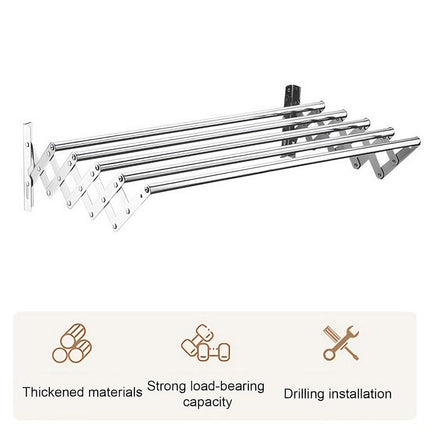 Retractable Stainless Steel Clothes Drying Rack Towel Holder Anti Rust Wall Mounted