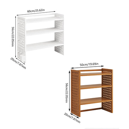 3 Tier Bamboo Desktop Organiser Shelf Adjustable Office Study Desk Storage Rack