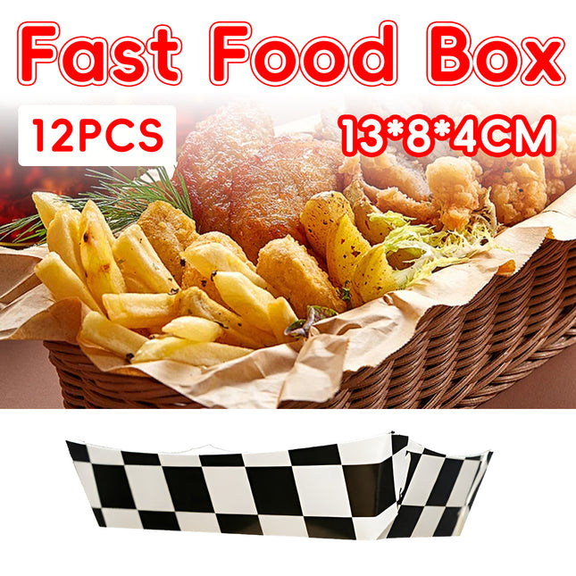 12PCS Food Grade Fast Food Box Waterproof Oilproof Disposable Snack Boxes