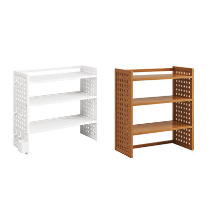 3 Tier Bamboo Desktop Organiser Shelf Adjustable Office Study Desk Storage Rack