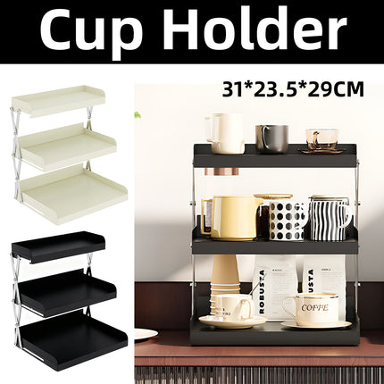 3 Tier Collapsible Cup Holder for Home Cafe Desk Coffee Mug Storage Organizer