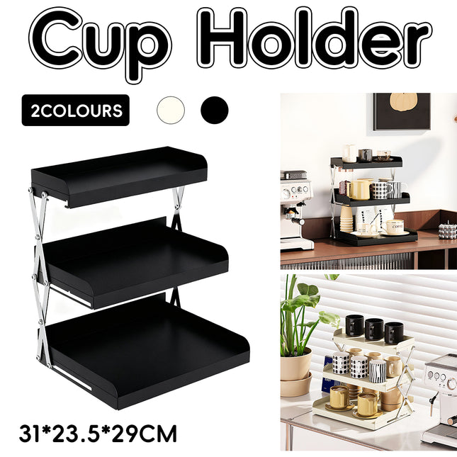 3 Tier Collapsible Cup Holder for Home Cafe Desk Coffee Mug Storage Organizer