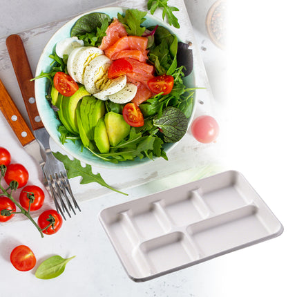 50PCS Disposable Compartmentalized Takeaway Lunch Box Biodegradable 800ml/1200ml