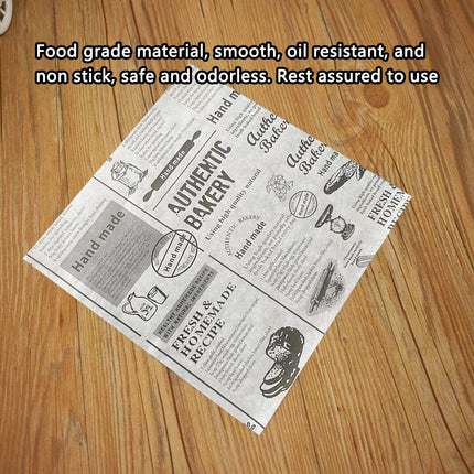 50PCS Food Grade Oil Proof Hamburger Sandwich Wrapping Paper Fast Food Snack Use