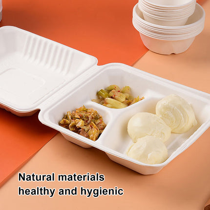 100PCS Disposable Biodegradable Lunch Box for Food Storage Takeaway Meal Safe