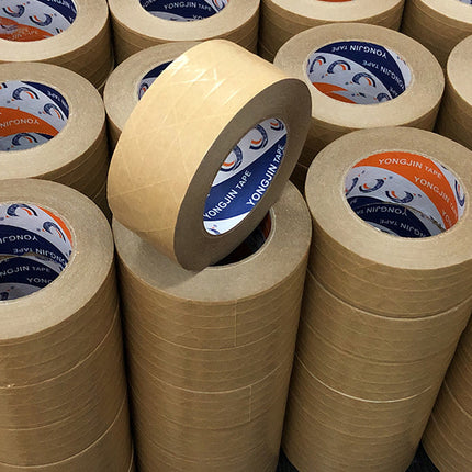 36 Rolls Kraft Paper Tape with Thread 48mm Self Adhesive Packing Framing Tape