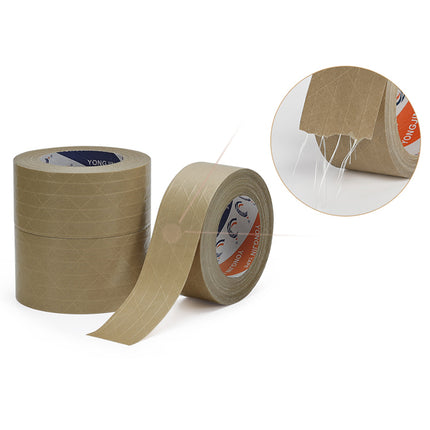 36 Rolls Kraft Paper Tape with Thread 48mm Self Adhesive Packing Framing Tape