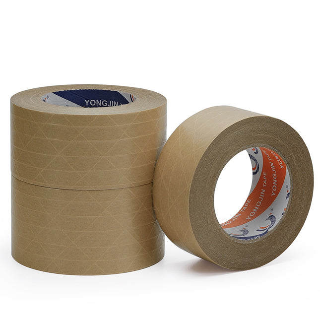 36 Rolls Kraft Paper Tape with Thread 48mm Self Adhesive Packing Framing Tape