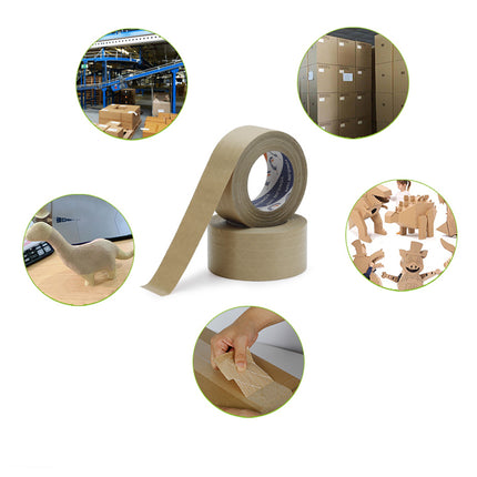 36 Rolls Kraft Paper Tape with Thread 48mm Self Adhesive Packing Framing Tape