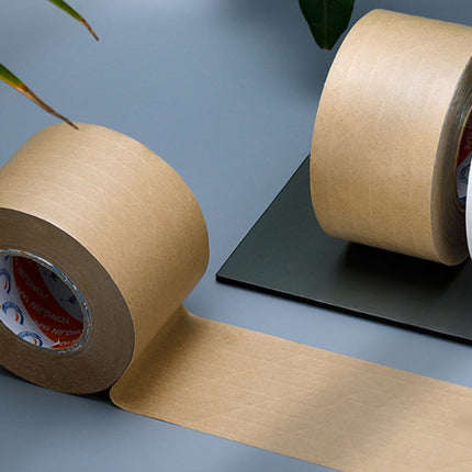 36 Rolls Kraft Paper Tape with Thread 48mm Self Adhesive Packing Framing Tape